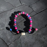 COMBINED BEADS PINK AND BLUE TIGER EYE