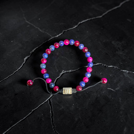 COMBINED BEADS LAPISLAZULI AND PINK TIGER EYE