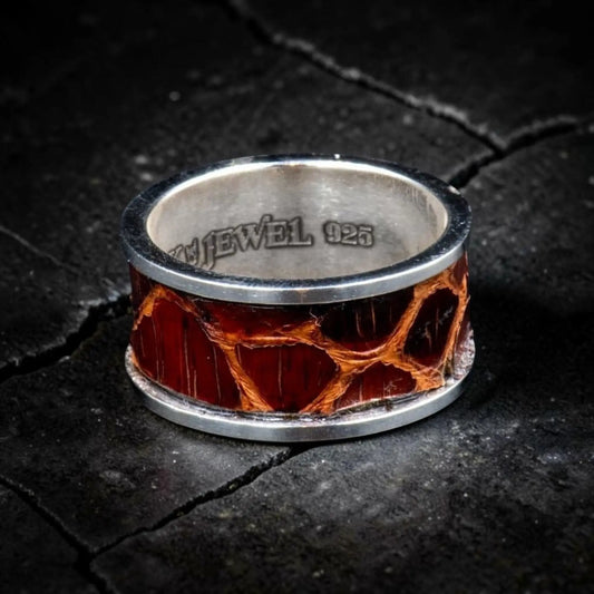 RED SNAKE SKIN RING