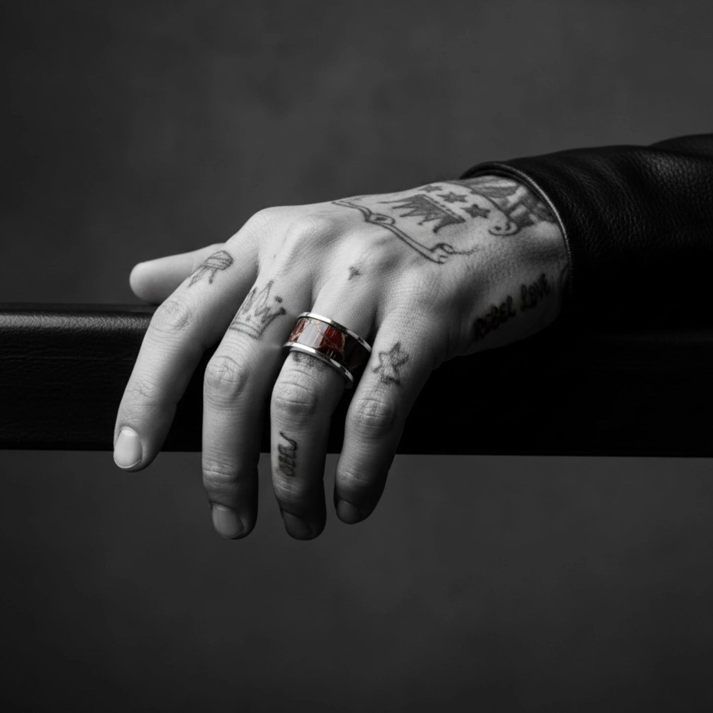 RED SNAKE SKIN RING