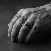 BROWN SNAKE SKIN RING WIDE