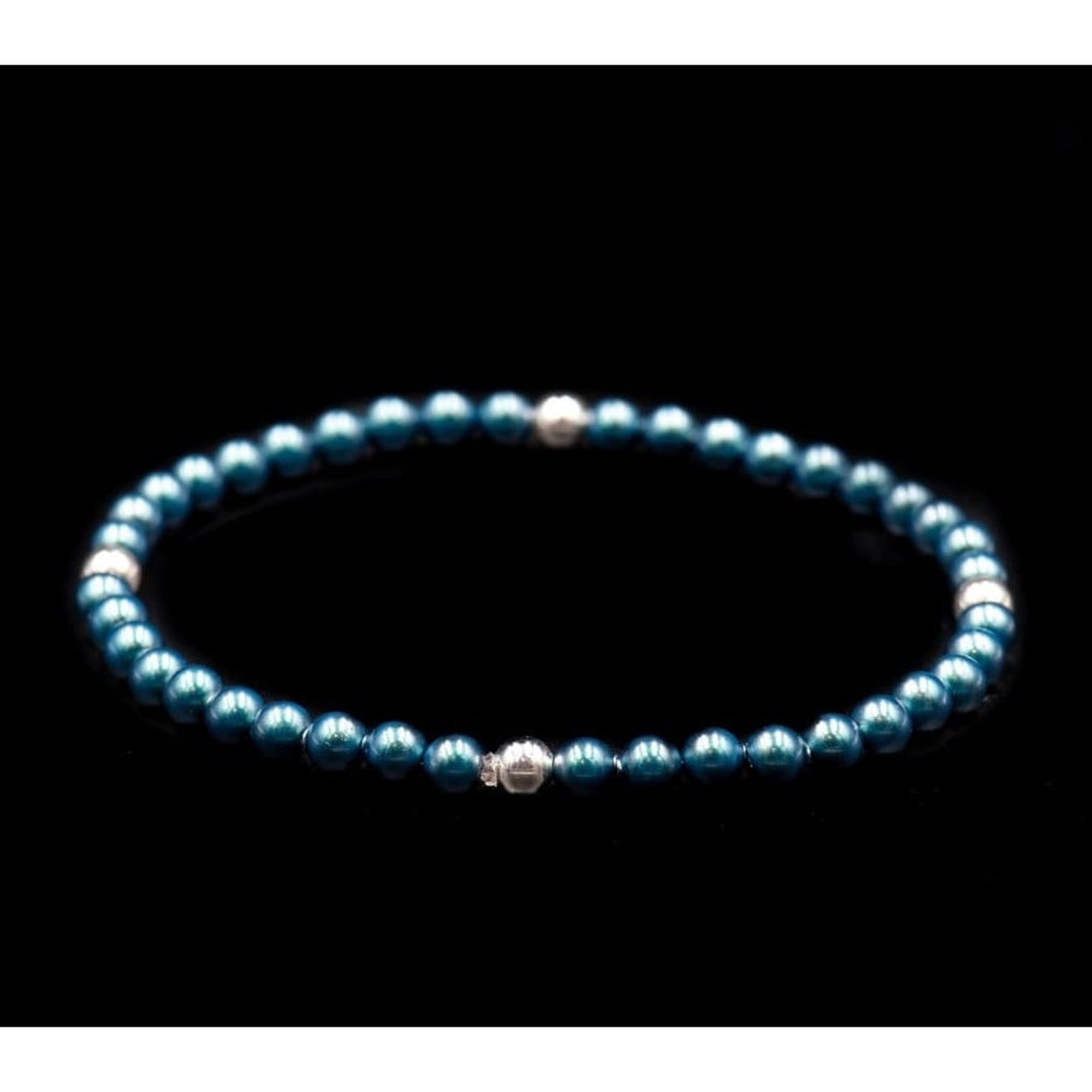 4 BALL BLUE PEARL BRACELET