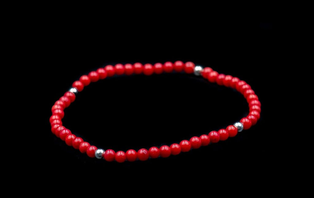 4 BALL RED CORAL BRACELET - Rock and Jewel