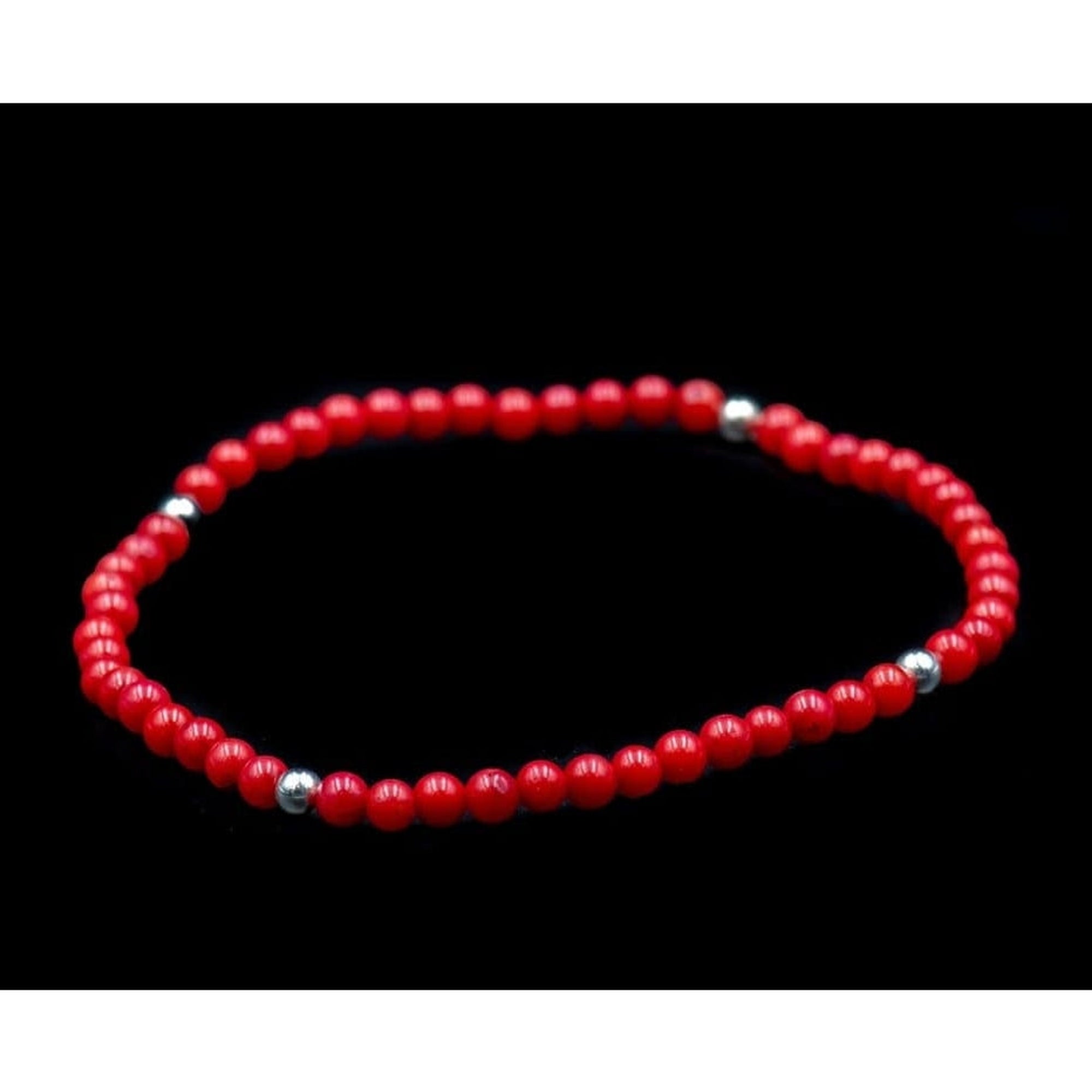 4 BALL RED CORAL BRACELET
