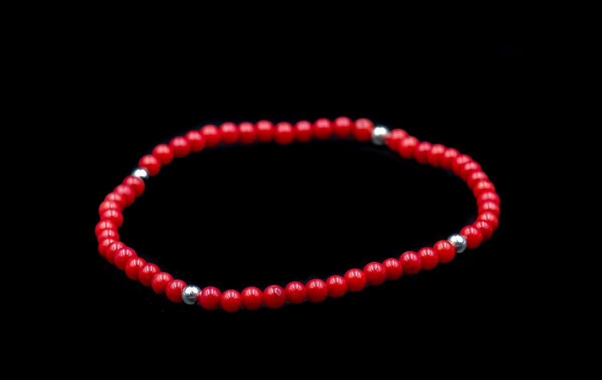 4 BALL RED CORAL BRACELET