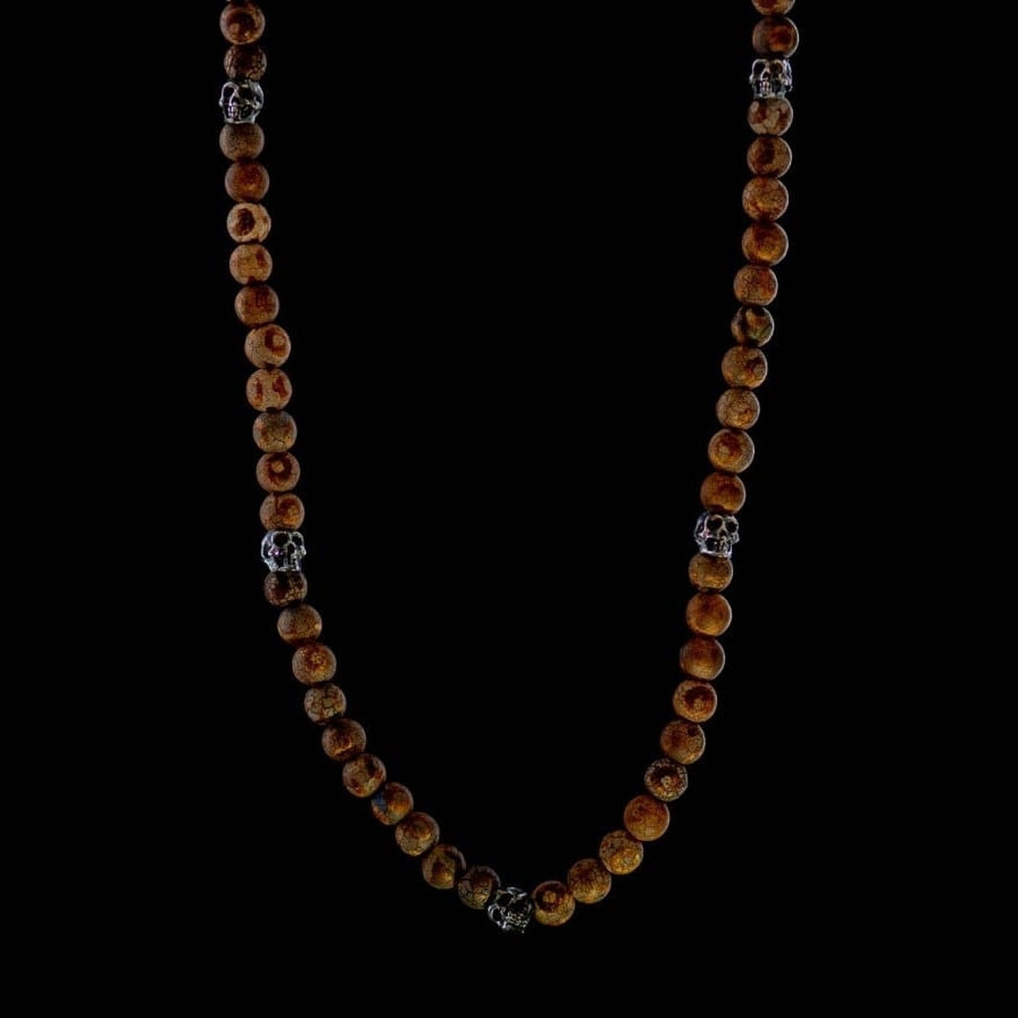 5 SKULLS BROWN AGATHA NECKLACE