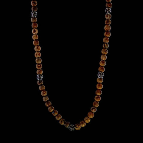 5 SKULLS BROWN AGATHA NECKLACE