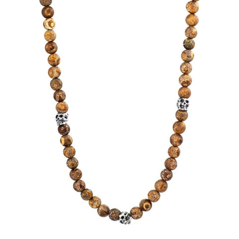 5 SKULLS BROWN AGATHA NECKLACE