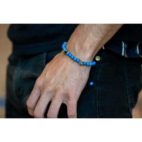 5 SKULLS CUARZO AZUL BRACELET