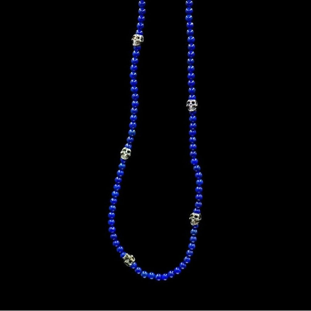 5 SKULLS LAPISLAZULI NECKLACE - Rock and Jewel