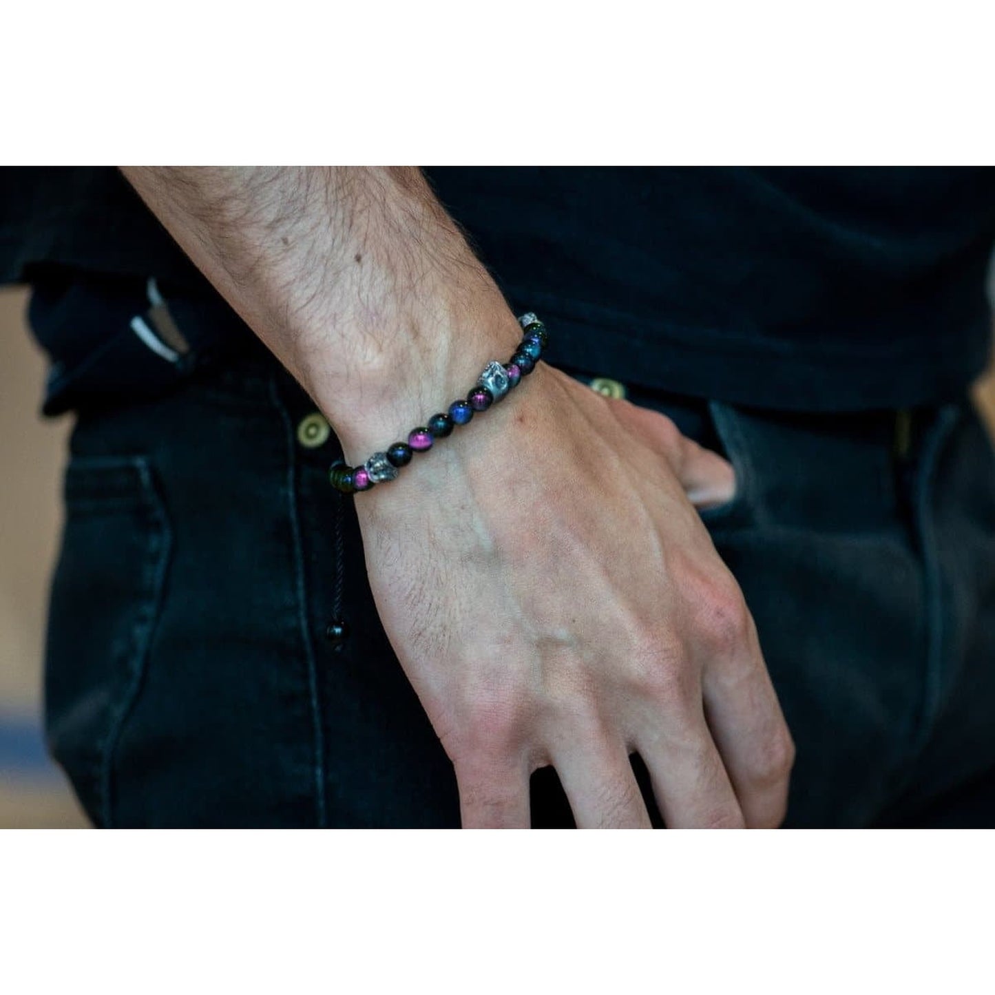 5 SKULLS OJO DE TIGRE GALAXY BRACELET - Rock and Jewel