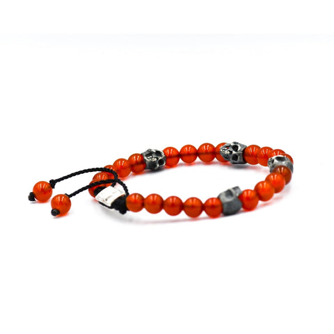 5 SKULLS ORANGE CORNALINE BRACELET