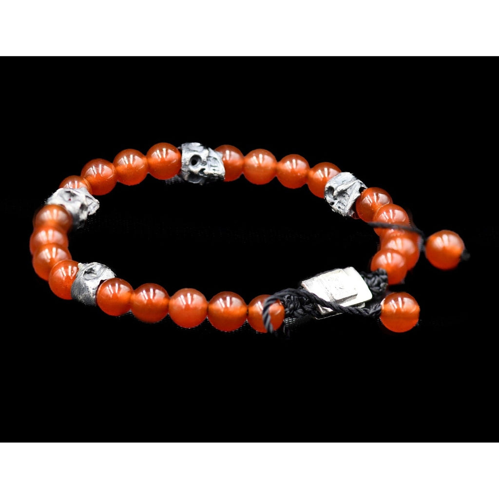 5 SKULLS ORANGE CORNALINE BRACELET