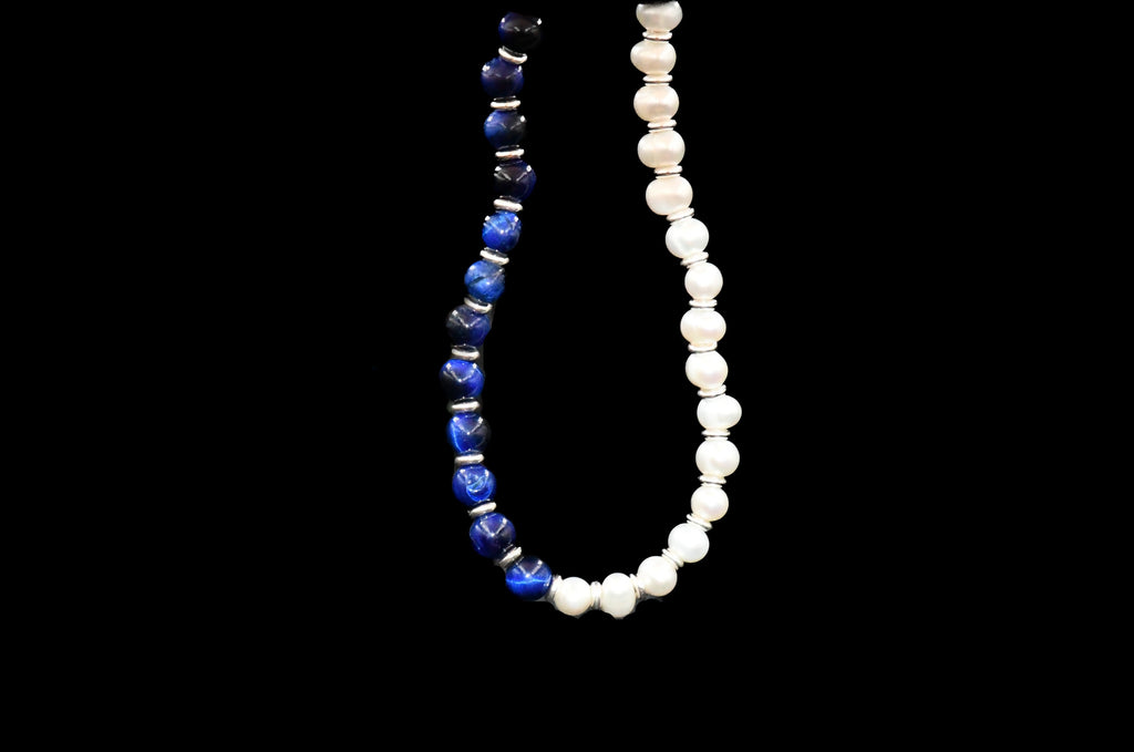 PEARL BLUE TIGER EYE NECKLACE