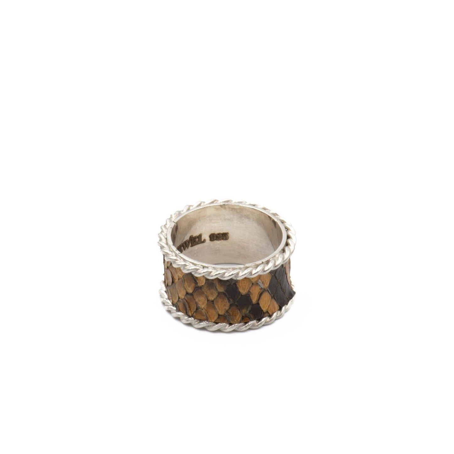 BROWN SNAKE SKIN RING WIDE