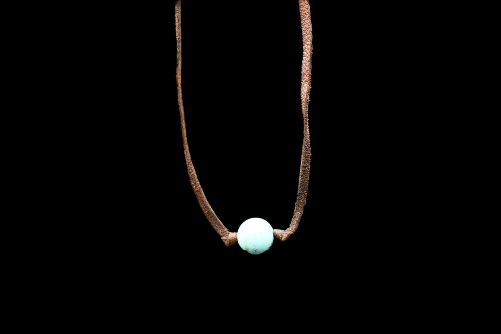 FINE TURQUOISE LEATHER NECKLACE