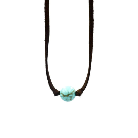 FINE TURQUOISE LEATHER NECKLACE