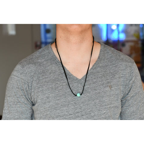 FINE TURQUOISE LEATHER NECKLACE