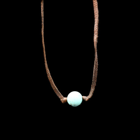 FINE TURQUOISE LEATHER NECKLACE