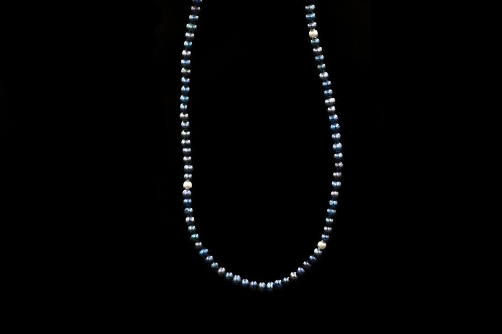 BLUE PEARL BEADS BALL NECKLACE - Rock and Jewel