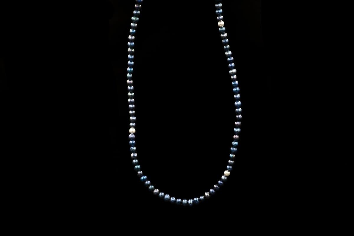 BLUE PEARL BEADS BALL NECKLACE
