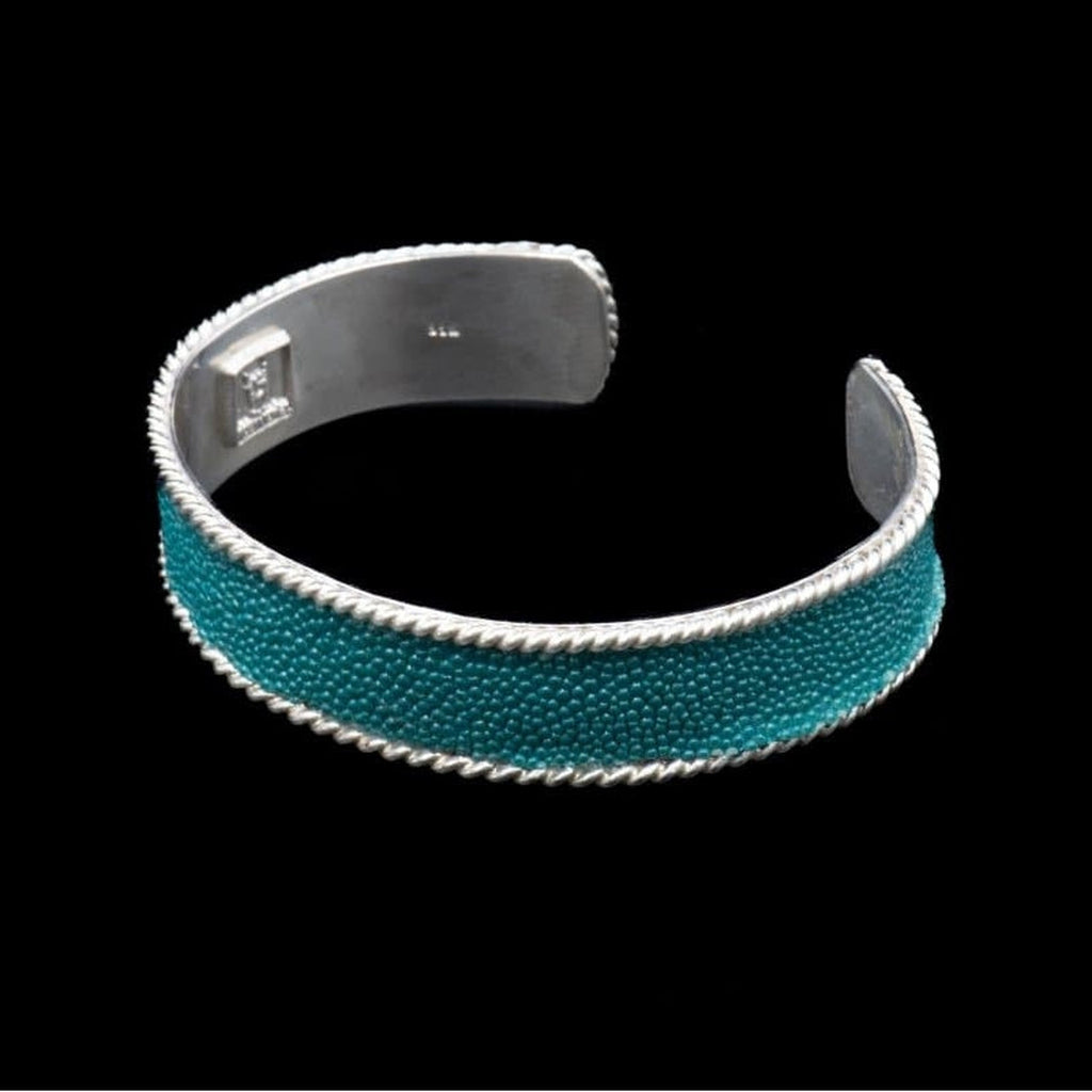 BLUE STINGRAY SKIN CUFF WIDE - Rock and Jewel