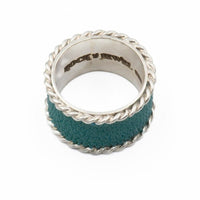 BLUE STINGRAY SKIN RING WIDE - Rock and Jewel