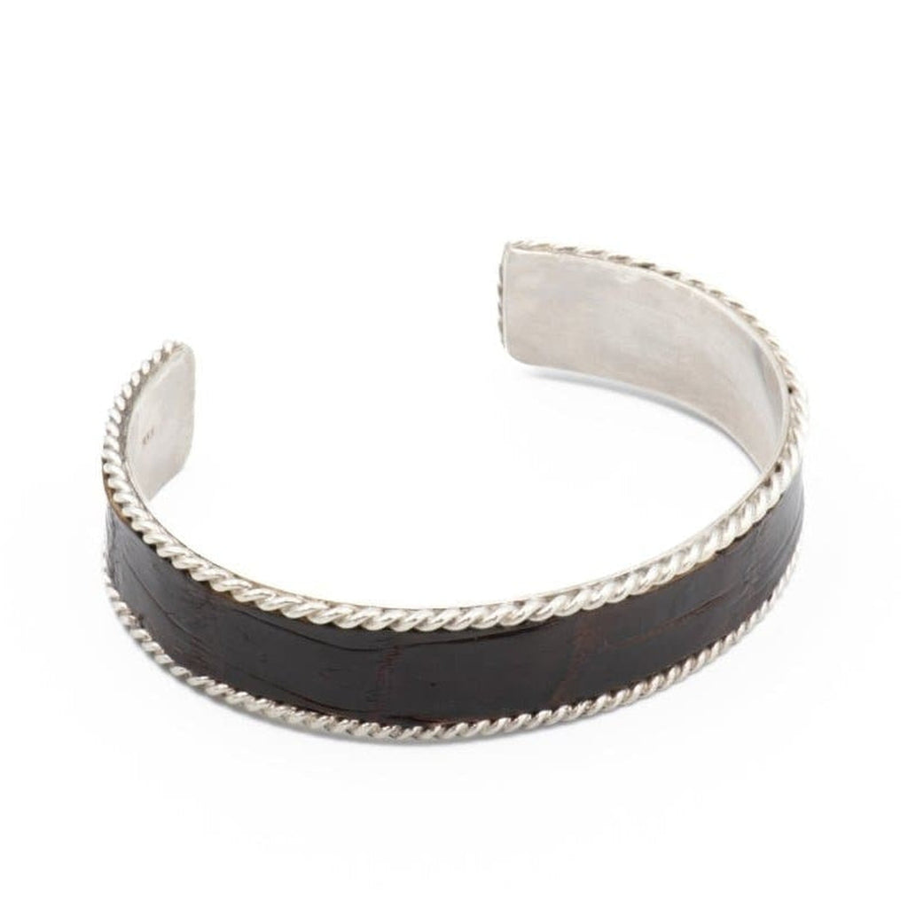 BROWN CROCODILE SKIN CUFF WIDE - Rock and Jewel