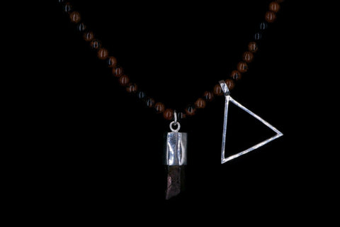 BROWN OBSIDIAN FIRE TRIANGLE NECKLACE