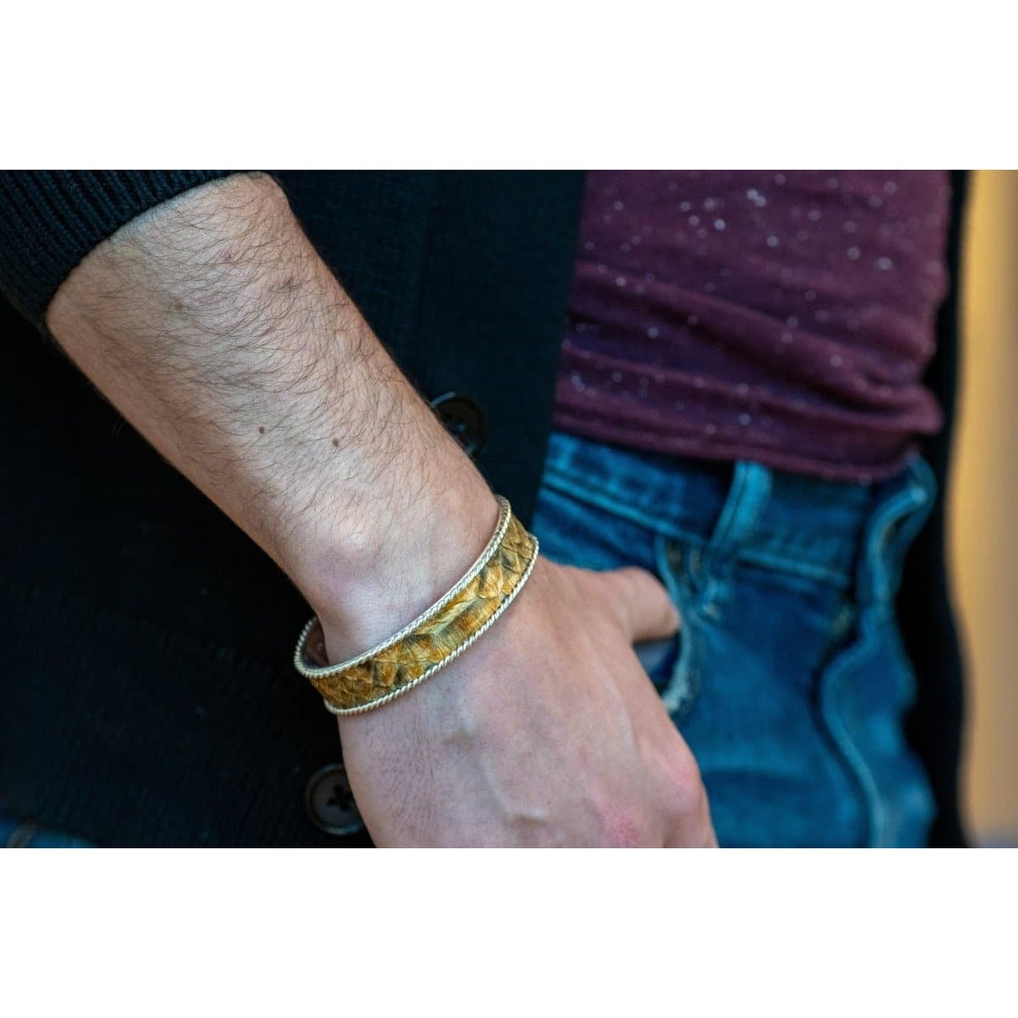 BROWN SNAKE SKIN CUFF WIDE - Rock and Jewel