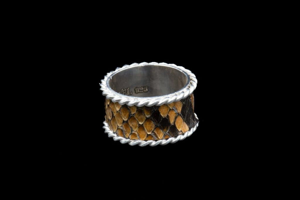 BROWN SNAKE SKIN RING WIDE - Rock and Jewel