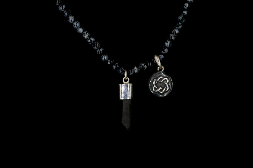 GRAY OBSIDIAN UNIFIED HEARTS CIRCLE NECKLACE - Rock and Jewel