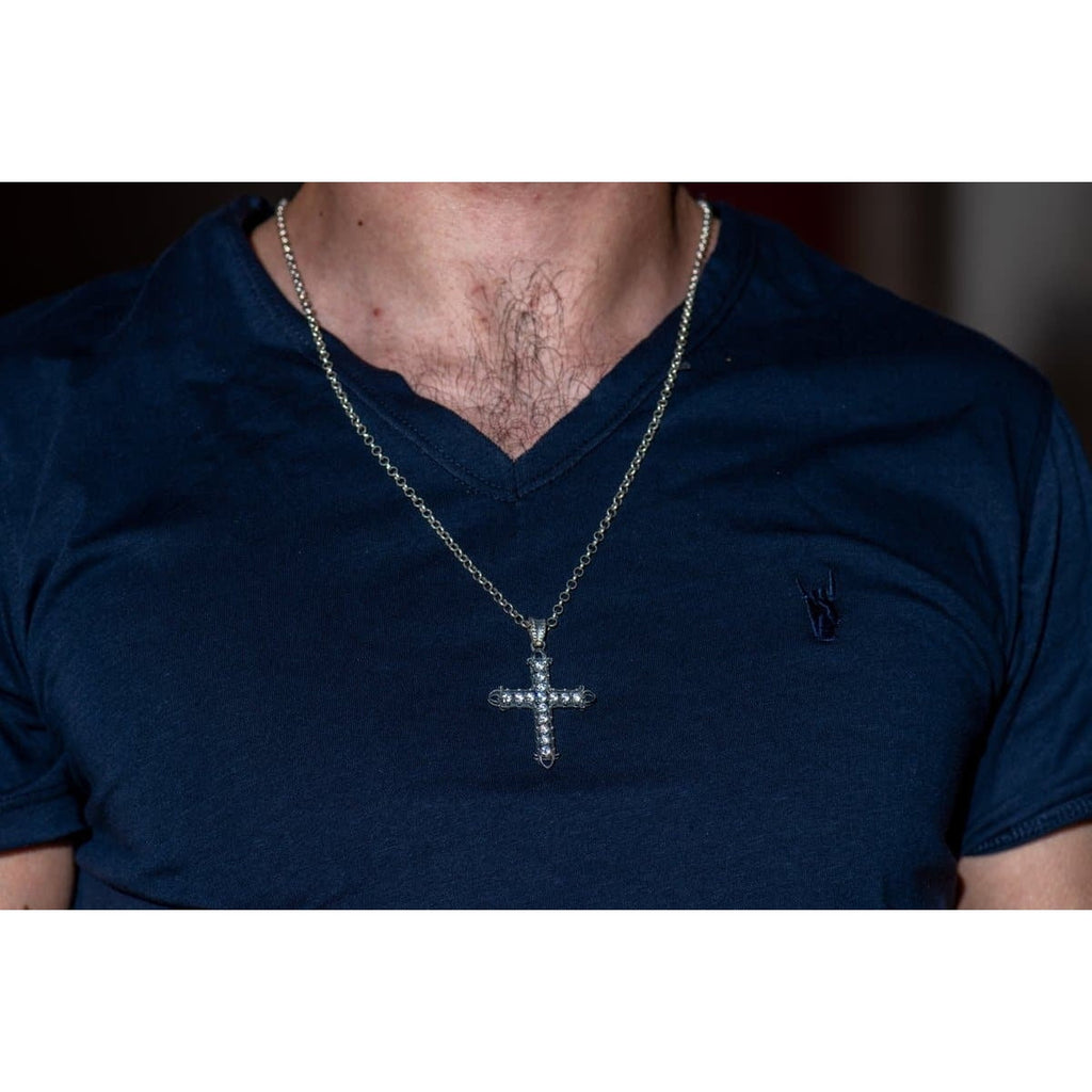 HEART CROSS ZIRCONIA BLANCA - Rock and Jewel