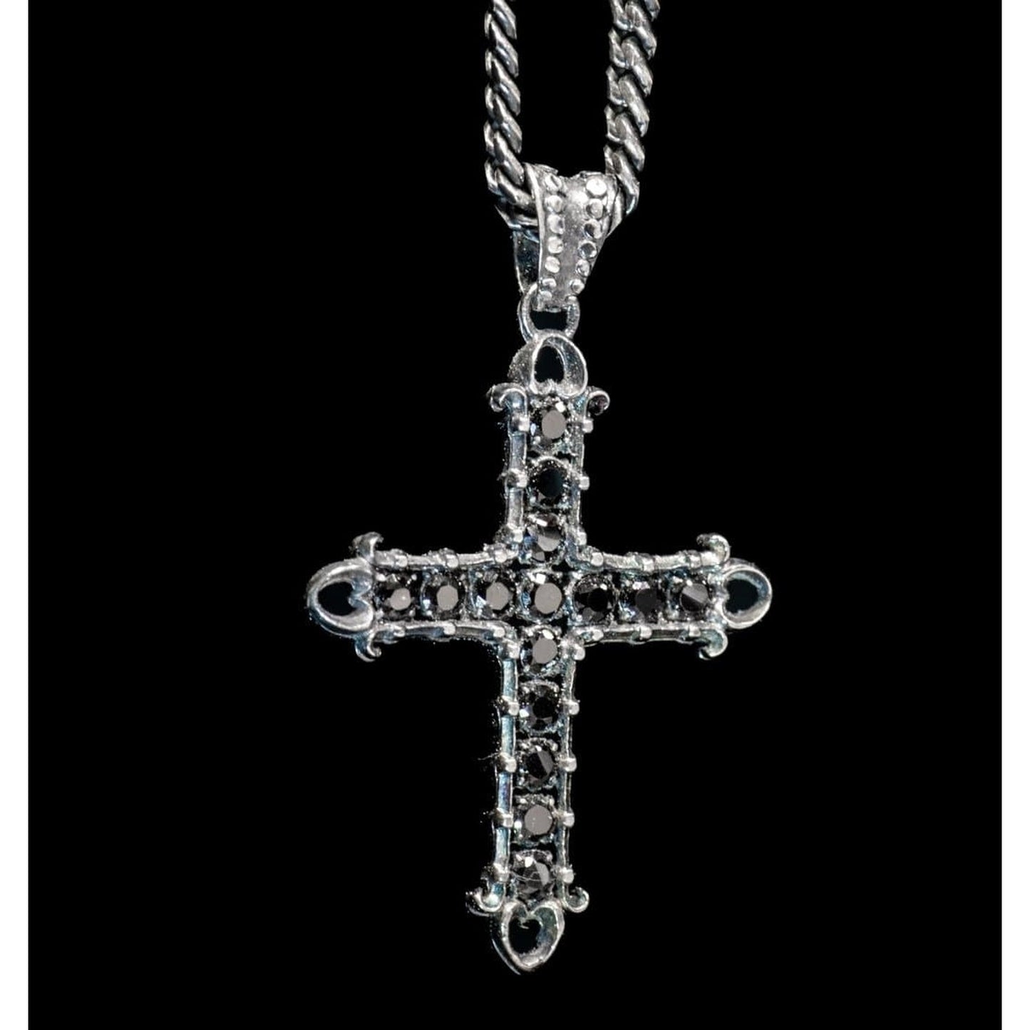 HEART CROSS ZIRCONIA NEGRA - Rock and Jewel