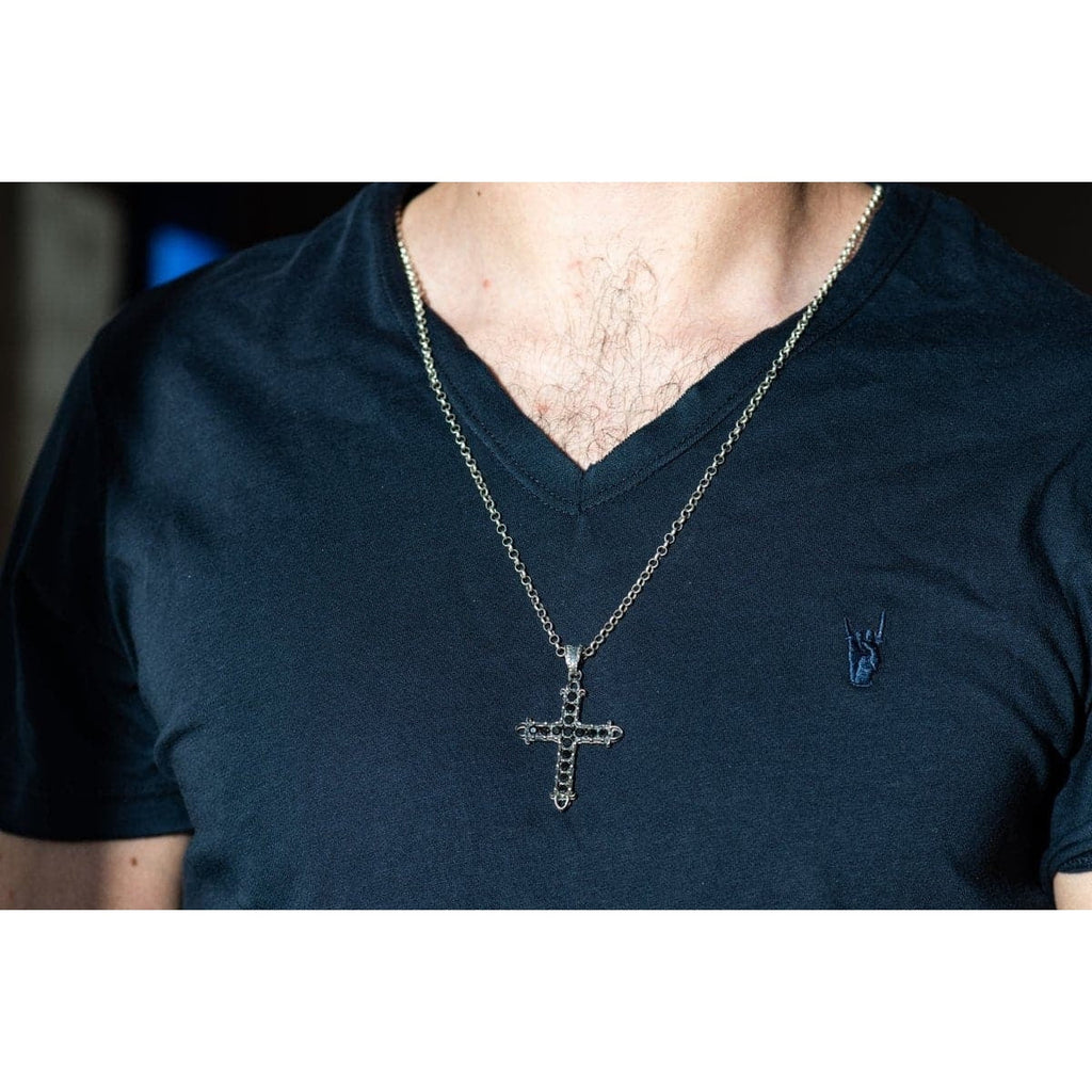 HEART CROSS ZIRCONIA NEGRA - Rock and Jewel