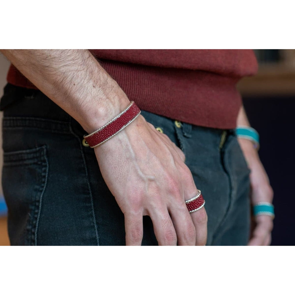 RED STINGRAY SKIN CUFF WIDE - Rock and Jewel
