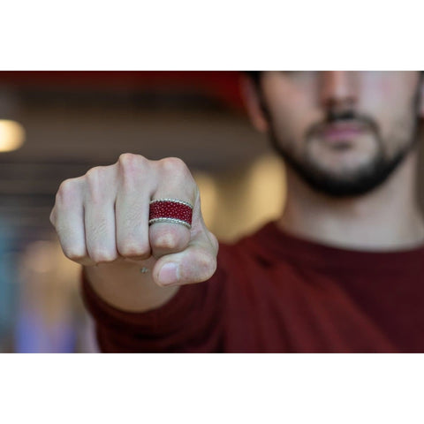RED STINGRAY SKIN RING WIDE