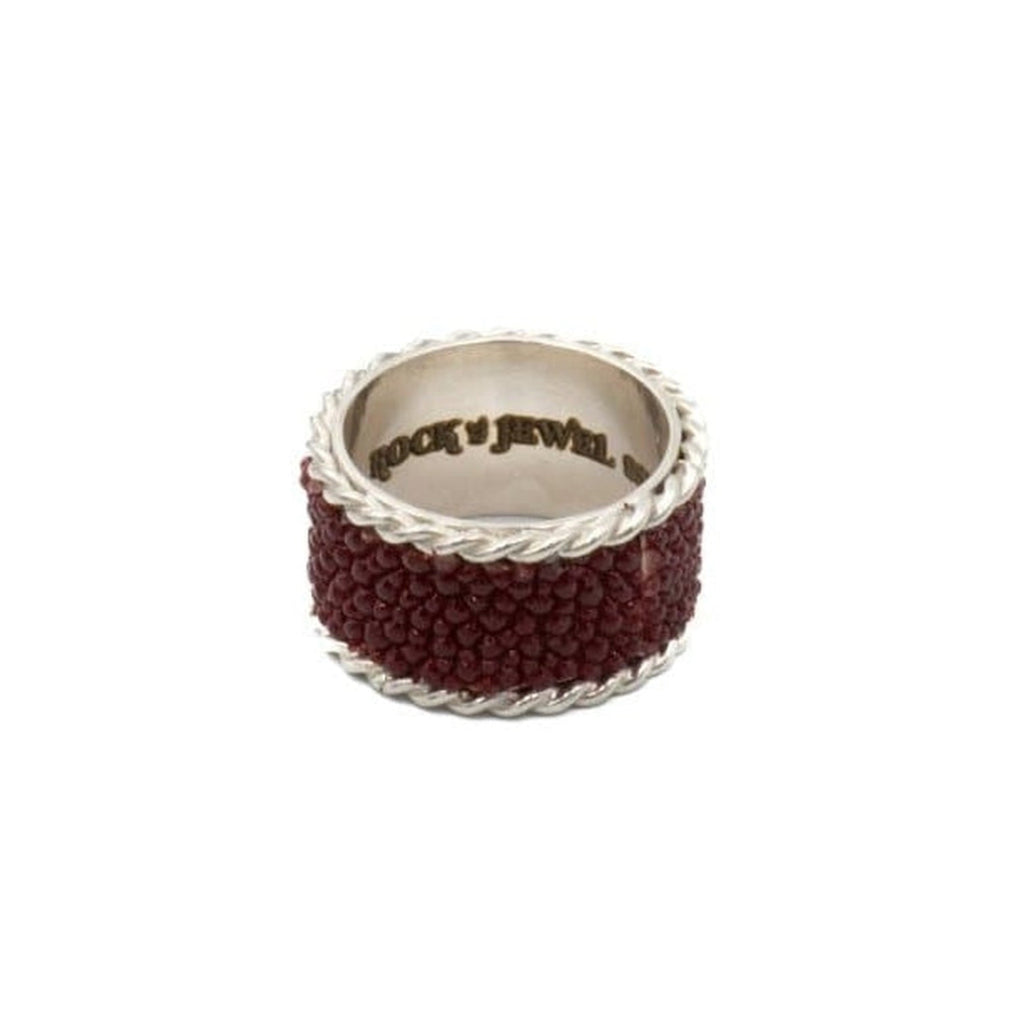 RED STINGRAY SKIN RING WIDE - Rock and Jewel
