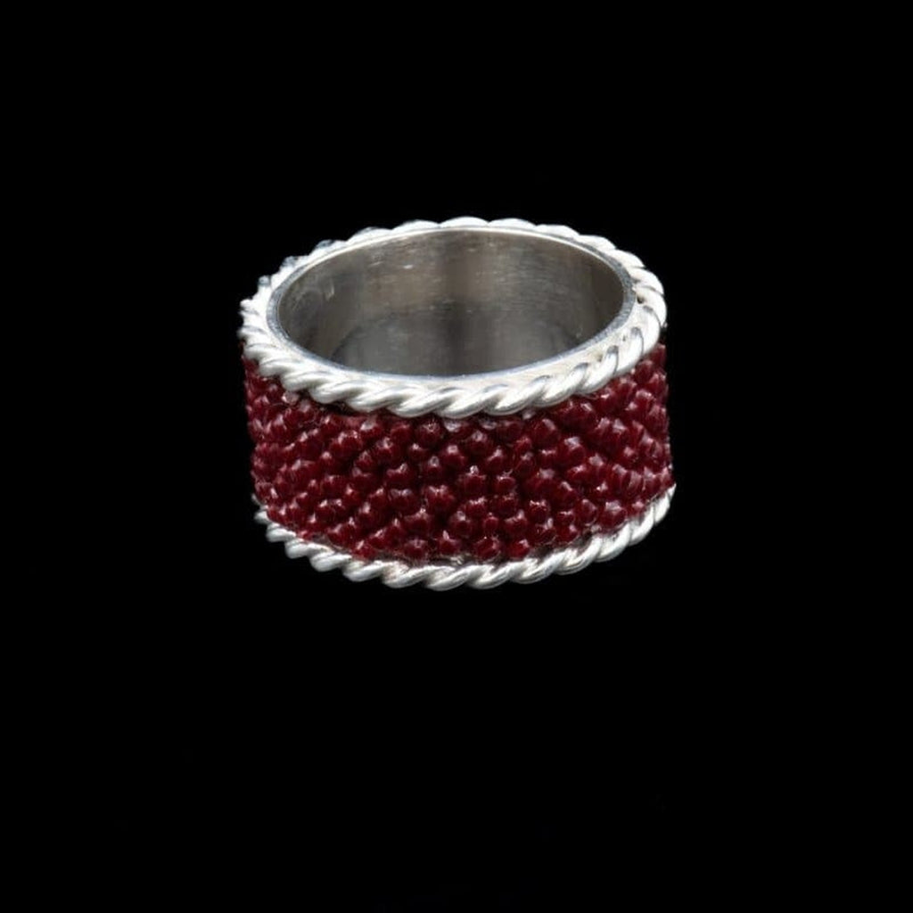 RED STINGRAY SKIN RING WIDE - Rock and Jewel