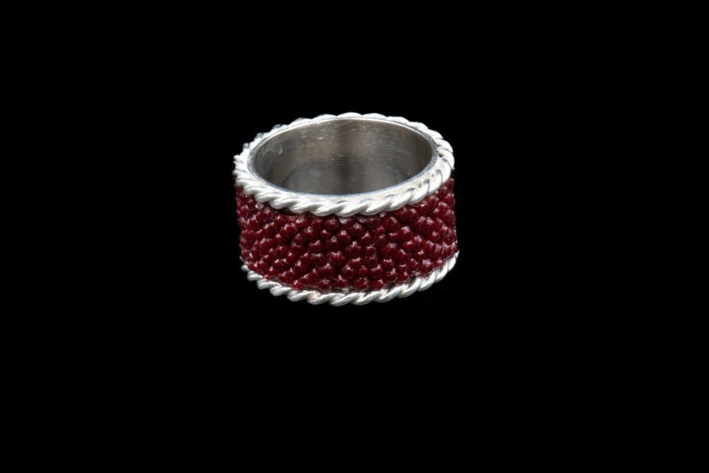 RED STINGRAY SKIN RING WIDE - Rock and Jewel
