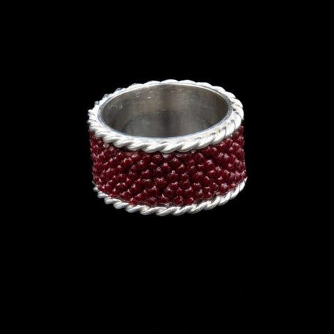 RED STINGRAY SKIN RING WIDE