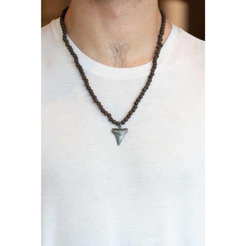 RED VOLCANIC DARK SHARK TOOTH NECKLACE