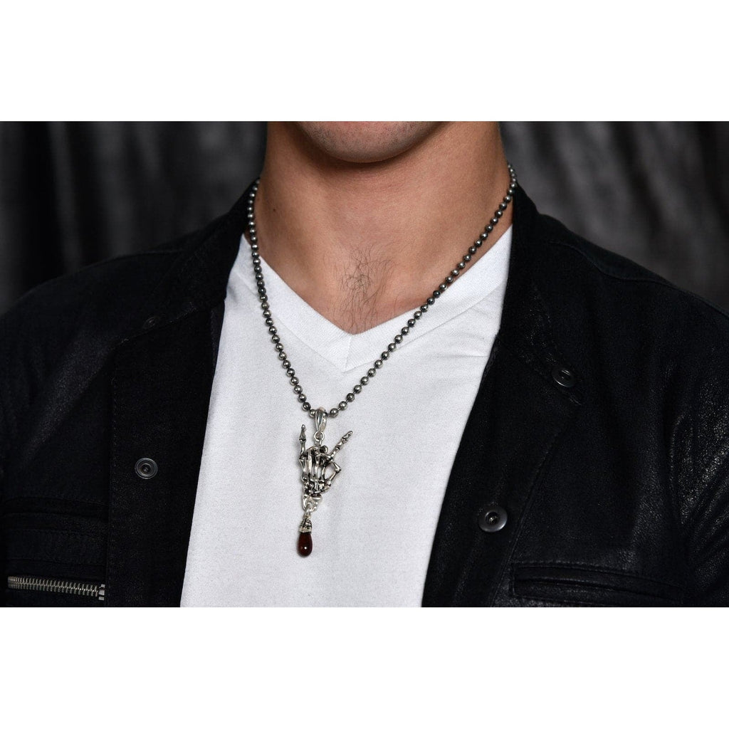 ROCK STAR SKULL ROCK HAND (CON TURMALINA CAFÉ) - Rock and Jewel