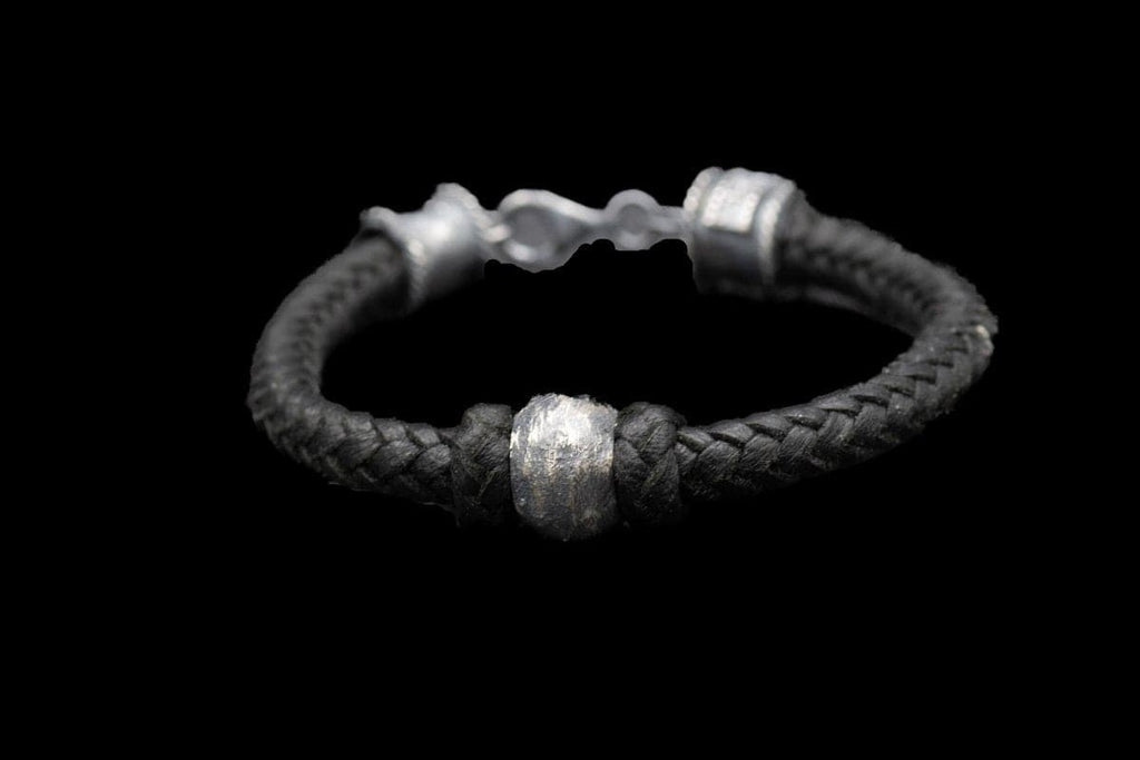 SILVER BALL LEATHER BRACELET - Rock and Jewel