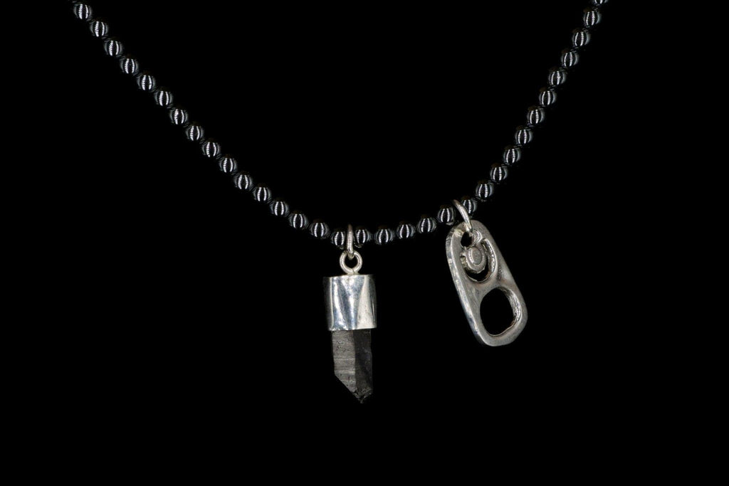SILVER HEMATITE CAN OPENER NECKLACE - Rock and Jewel