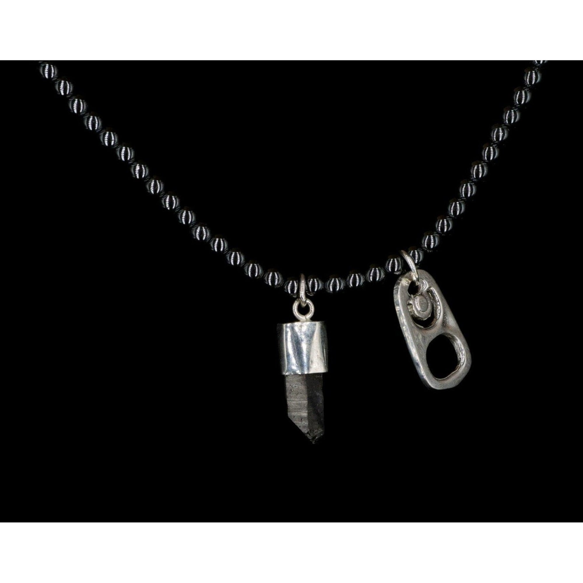 SILVER HEMATITE CAN OPENER NECKLACE