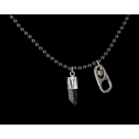 SILVER HEMATITE CAN OPENER NECKLACE