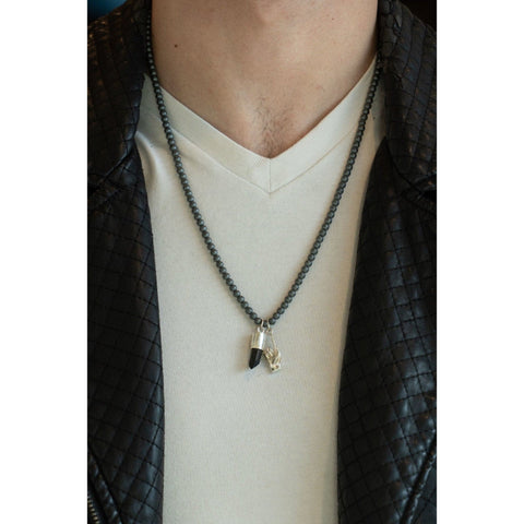 SILVER HEMATITE MATE RJ HAND NECKLACE