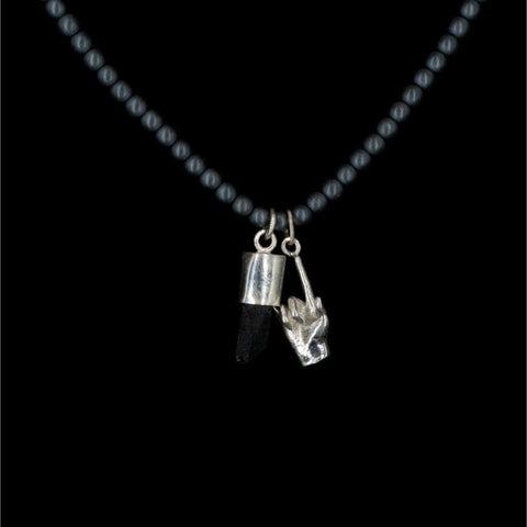 SILVER HEMATITE MATE RJ HAND NECKLACE