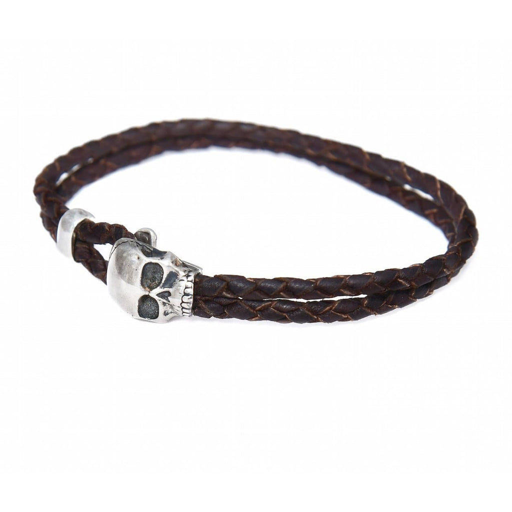 SKULL LEATHER BRACELET - Rock and Jewel